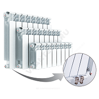 Радиатор секционный биметаллический Base Ventil 200 с т/клапаном М30х1,5 ниж/п прав RAL 9016 (белый) RIFAR (арт.  26834)