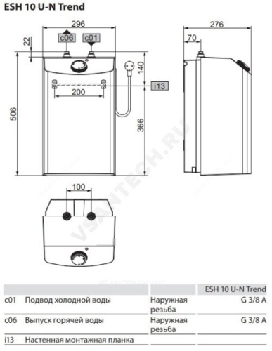 Водонагреватель электрический накопительный ESH Trend под раковиной Stiebel Eltron Артикул 56368 фото 3